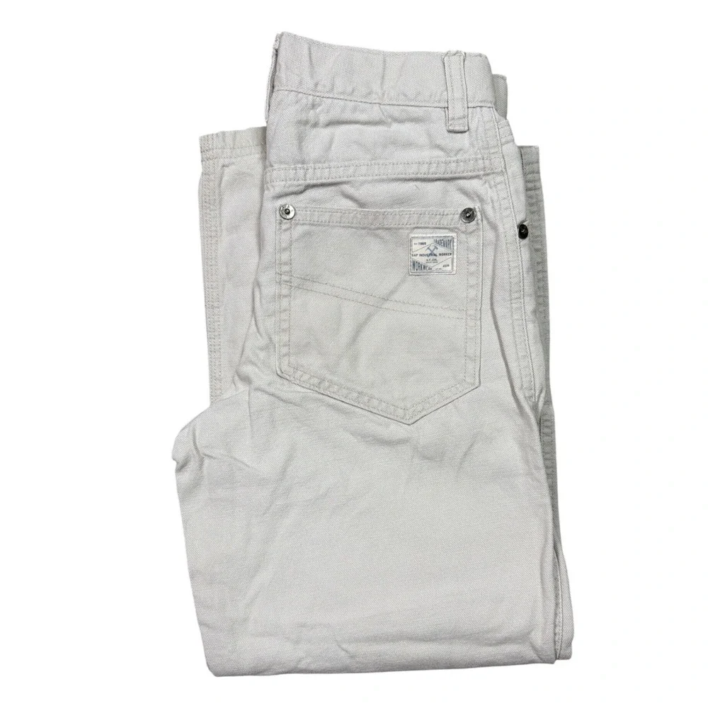 Gap Kids Industrial Worker Carpenter Pant White Canvas Wide Leg Utility Workwear